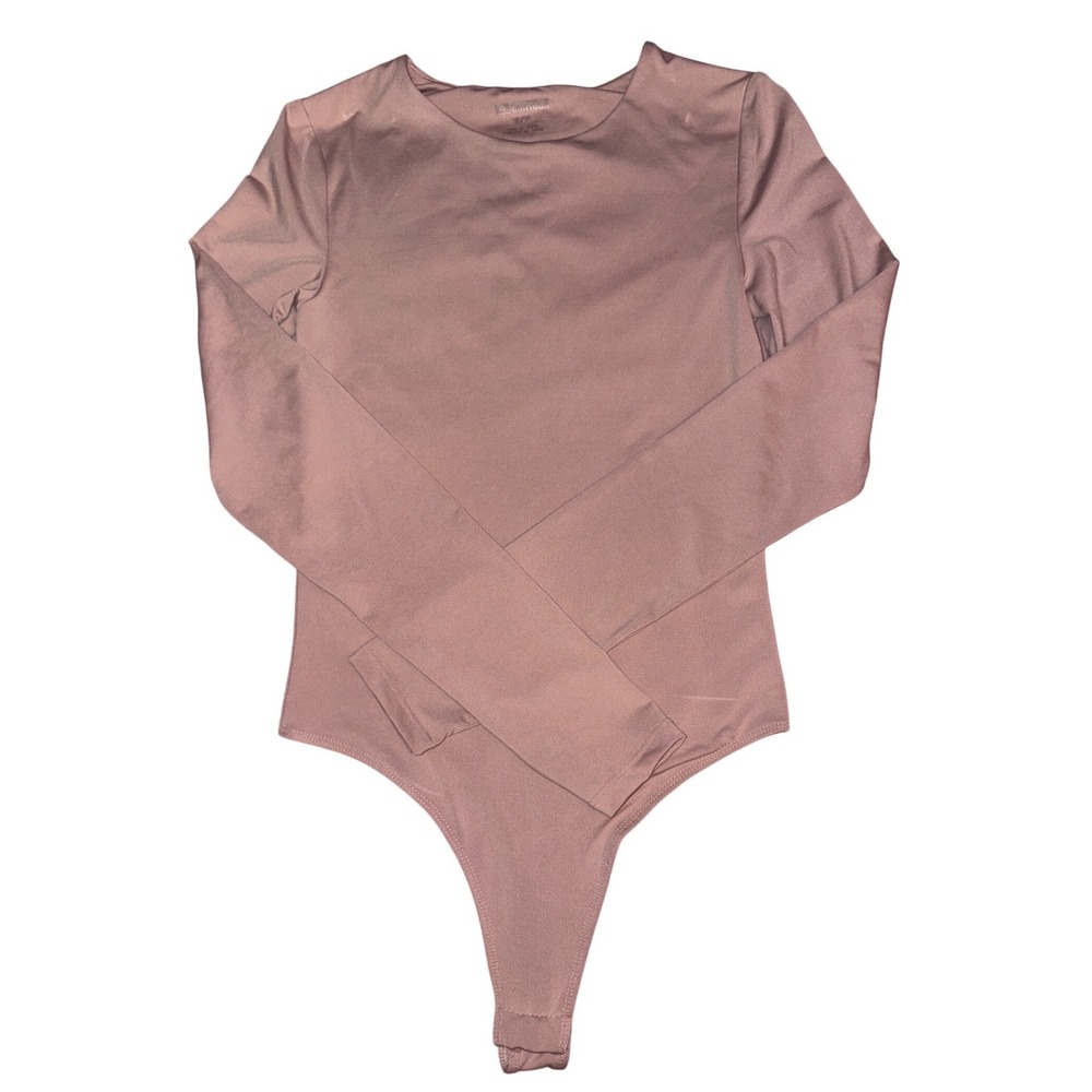 SWS Contour Womens Nude Long Sleeve Shapewear Bodysuit, Size Small